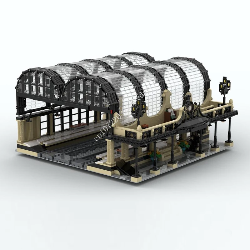 

2572PCS MOC Grand Train Station Model Building Blocks DIY Assemble Bricks Transportation Architecture Display Xmas Toys Gifts