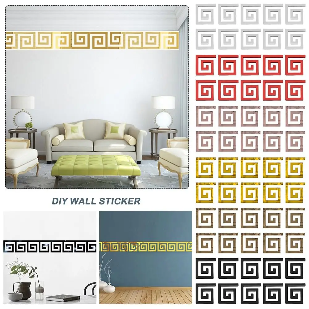 Acrylic 3D Mirror Self Adhesive Wall Sticker Decorative Strip