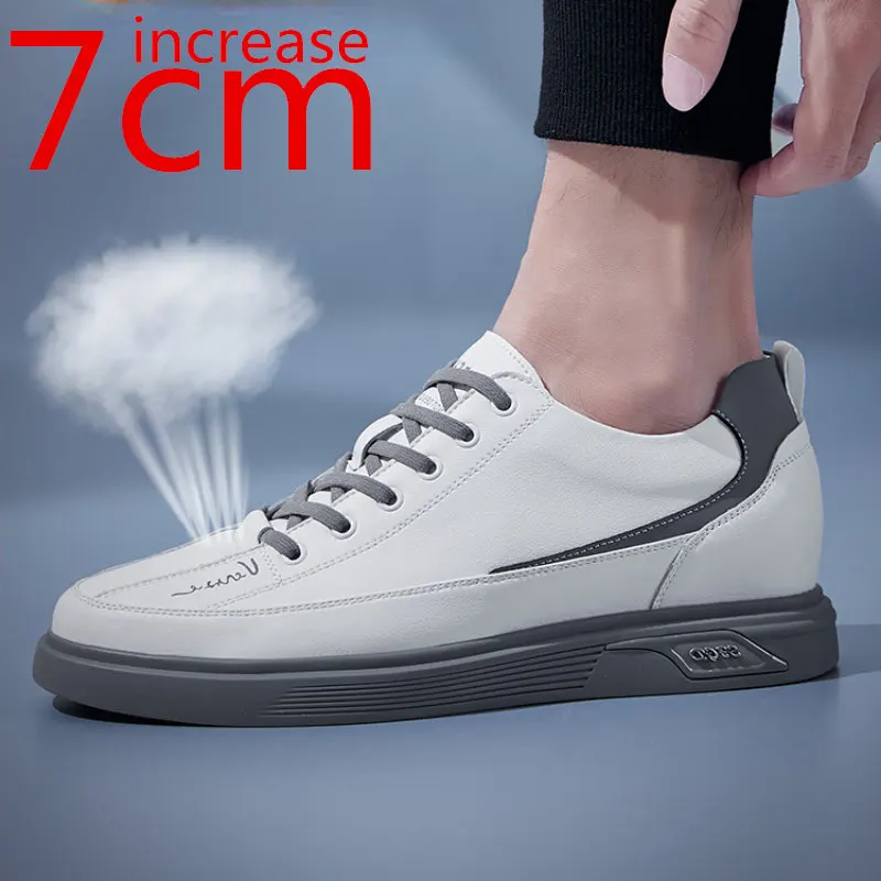 

Sneakers Small White Shoes Heightening Shoes Men 7cm Inner Heightening Shoes Daily Casual Breathable Elevator Shoes Sports Shoes