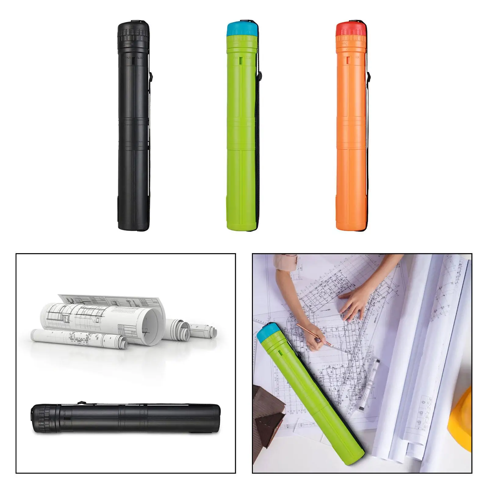 스트랩이 있는 확장 가능한 포스터 튜브, 원형 운반 튜브, 17 인치에서 29 인치까지 확장