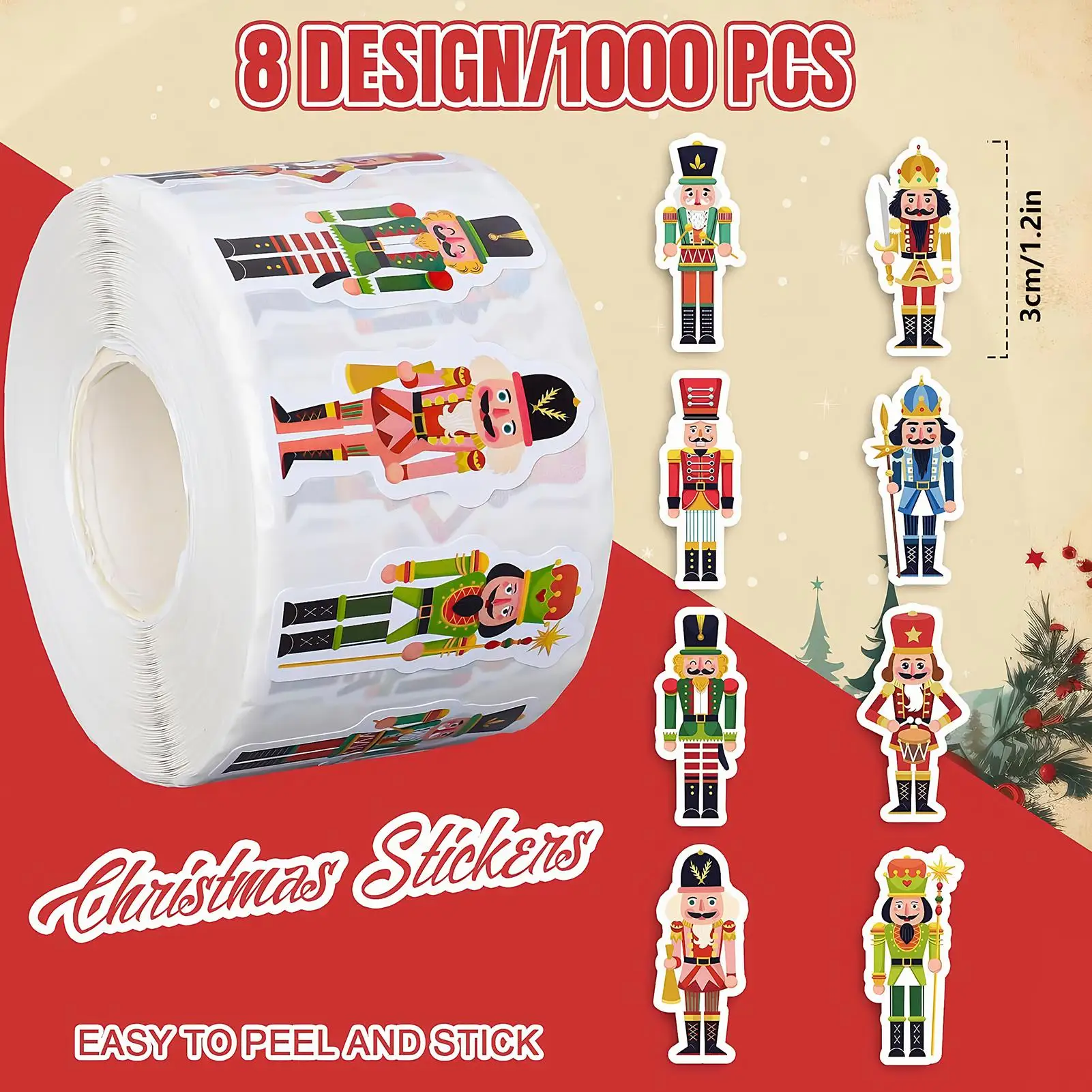 Nutcrackers Wall Decals 500-piece Cartoon Self-Adhesive Decoration Christmas Nutcracker Window Stickers For Car Computer School