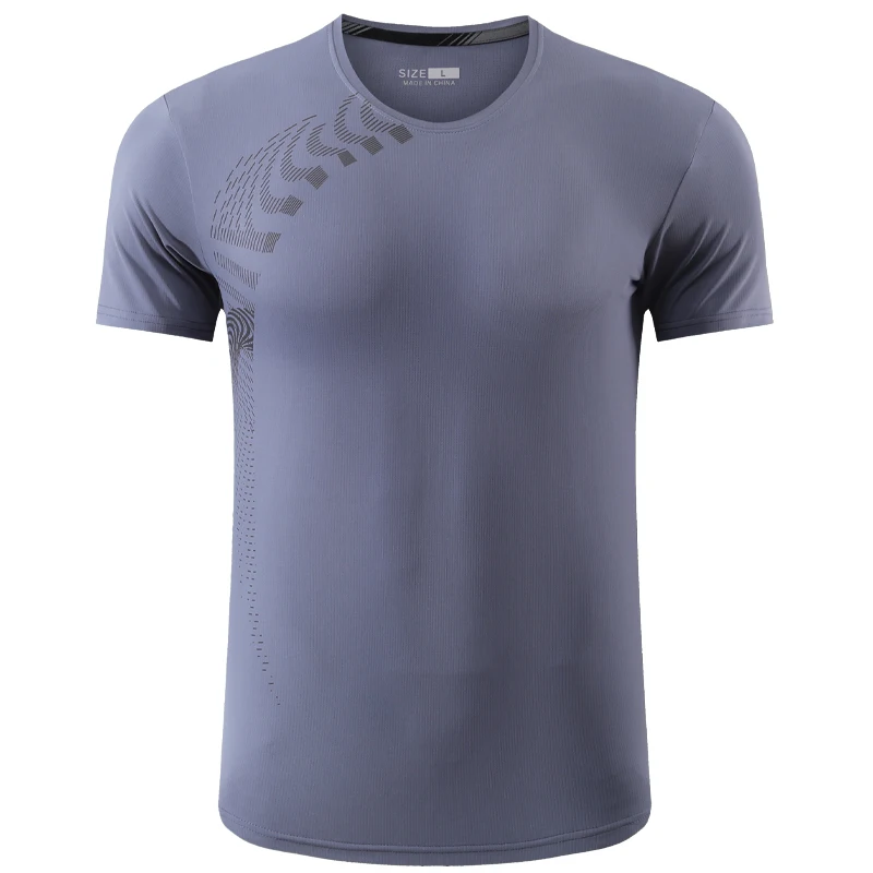 Men Quick Dry Shirts O Neck Fashion Print Nylon Fitness Training Breathable Short Sleeves Summer Running Causal Workout Tees 3