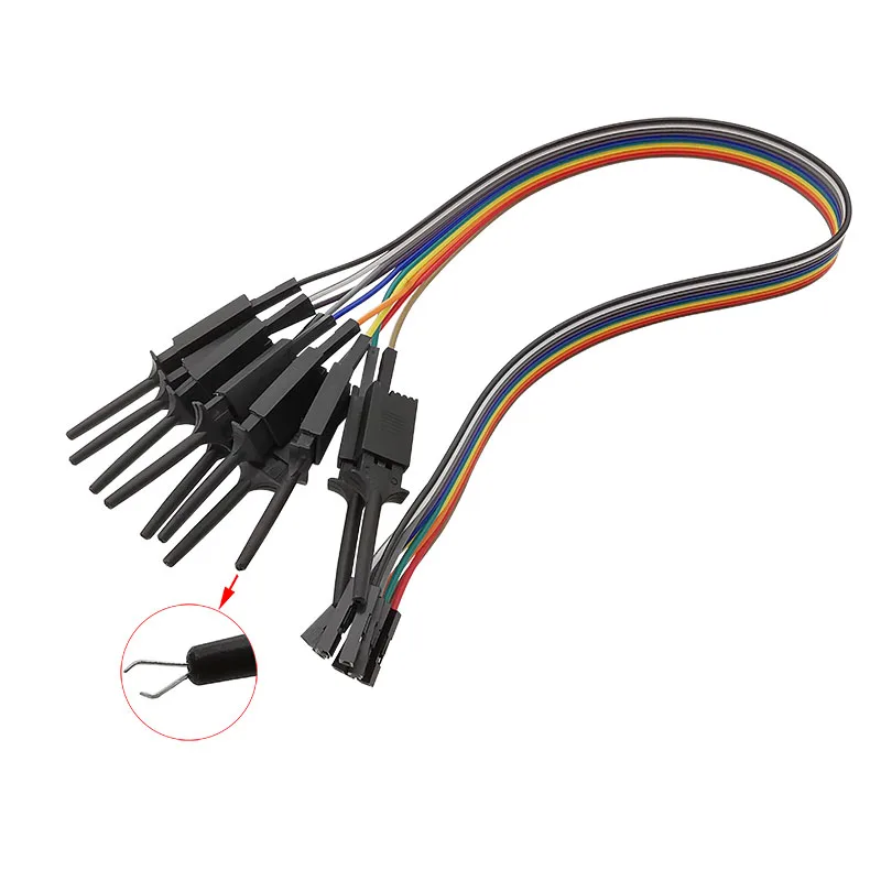 10 Stück Testhaken-Clips Logikanalysator-Kabel Jumper-Draht Testklemmen-Set 20CM 30CM Gelb Rot Schwarz Grün Weiß Blau