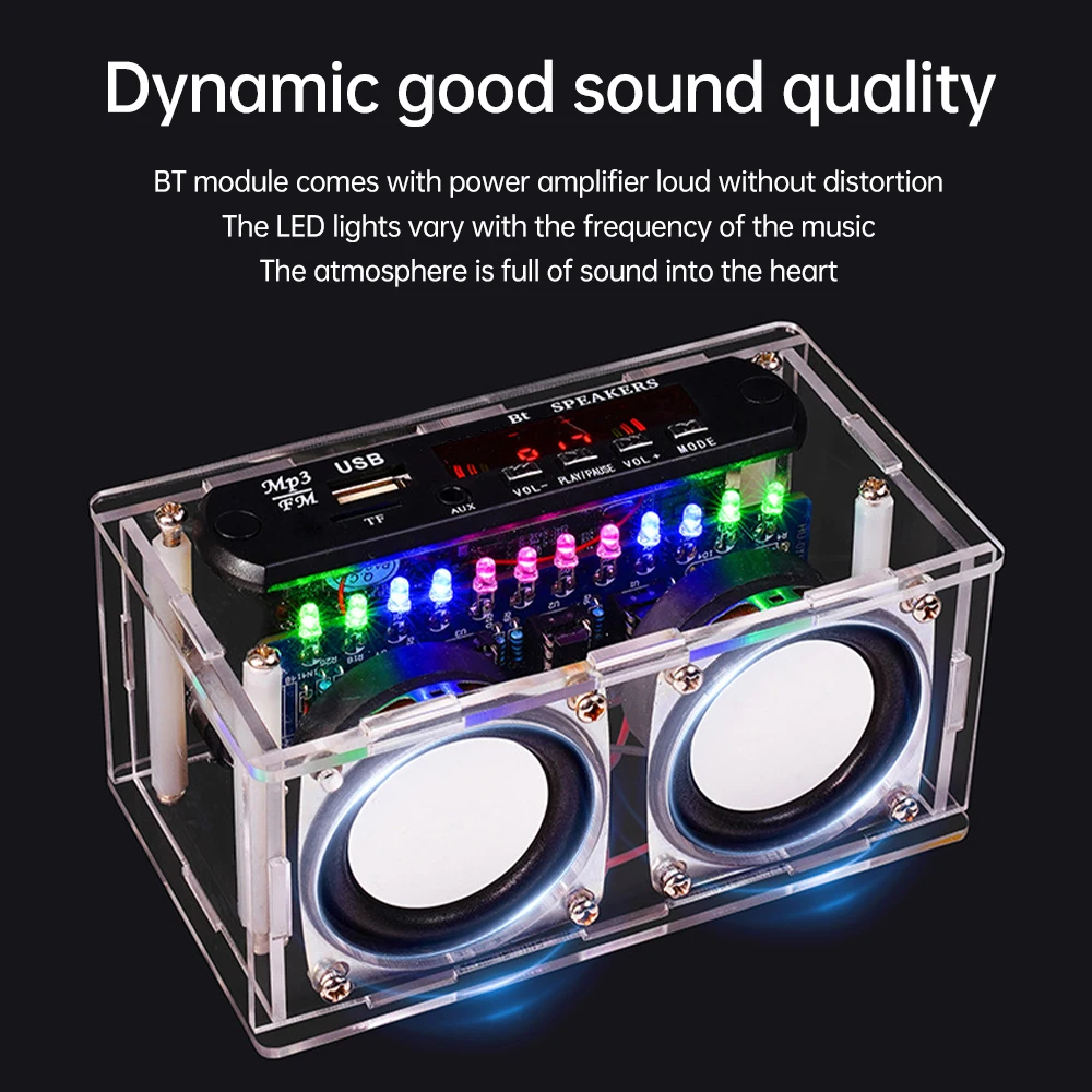 DIY FM Radio Kit 87.5-108MHz 2x3W Amplifier Bluetooth Speaker with Spectrum Display DIY Electronic Soldering Practice Kit