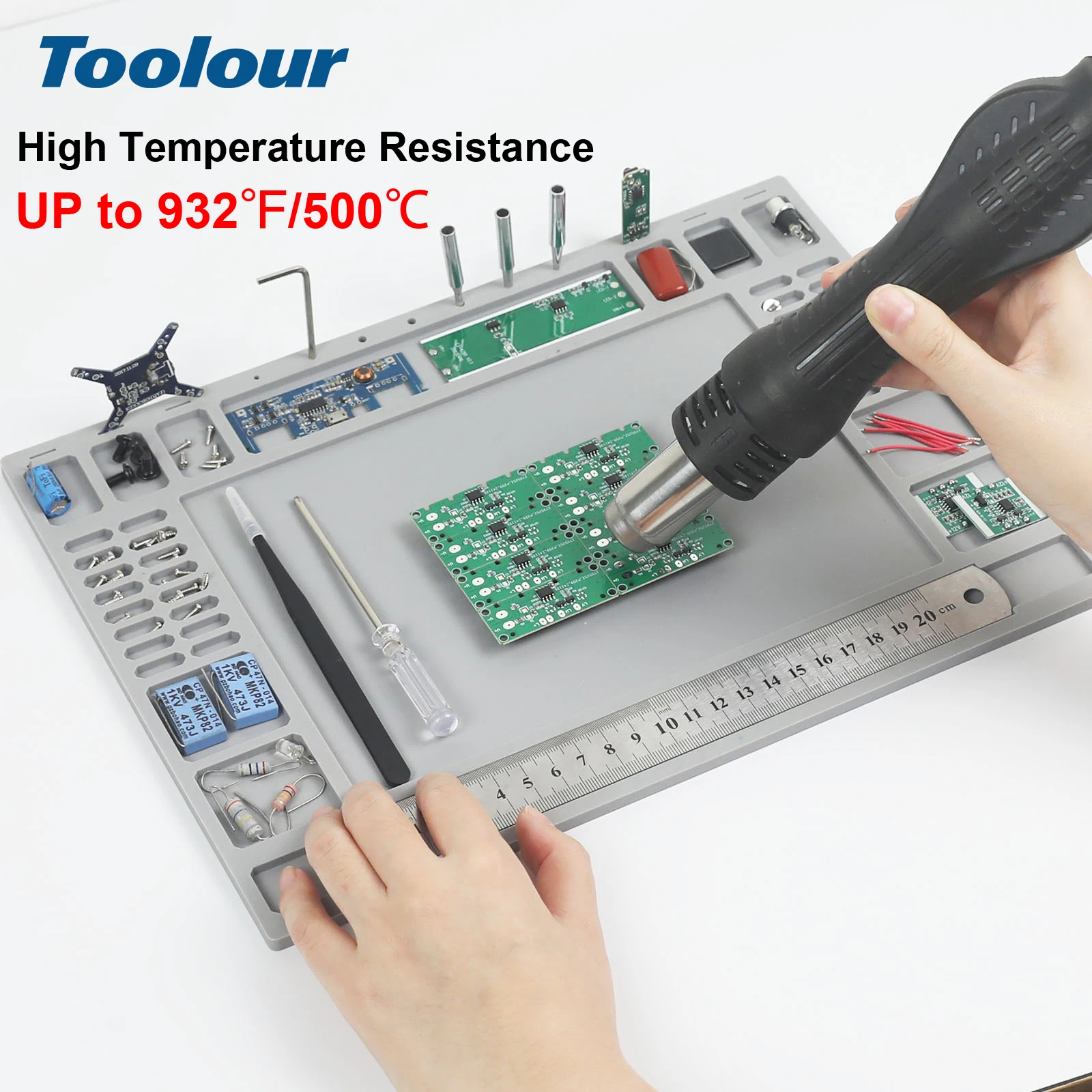 Toolour Silicon Insulation Pad Heat-Resistant Repair Work Mat Soldering Work Station Mat Phone Motherboard Repair Working Pad