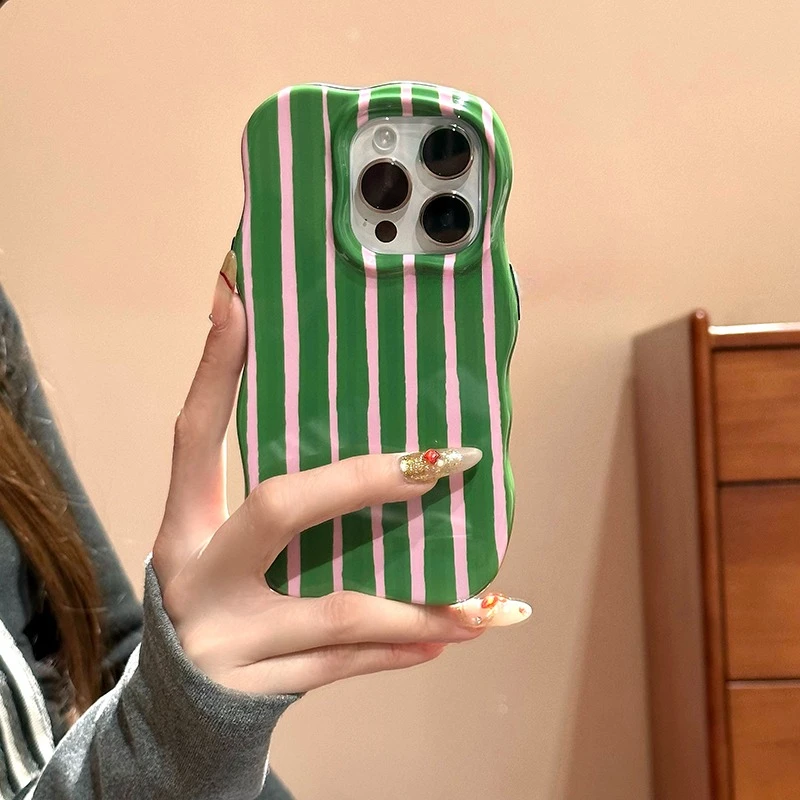 Vibrant Striped Glossy Wave Dual-Color Phone Case