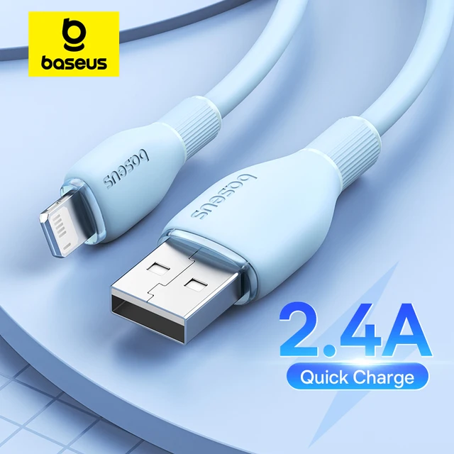 Baseus-كابل شحن سريع USB ، TPE ، 2.4A ، كابل شاحن آيفون 14 ، 13 برو ماكس ، Xs ، Xr ، X ، 8 Plus ، آيفون باد الهواء ، Mini 4