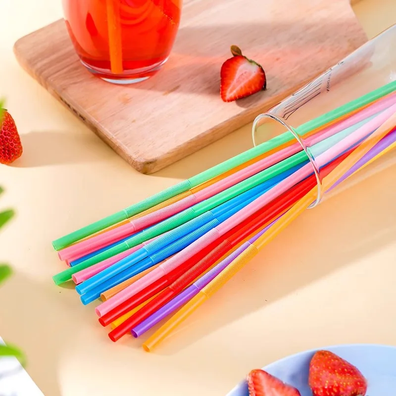 100-1000Pcs Multicolor Drinking Straw Disposable Wedding Party Birthday Milk tea Juice Straw Bar Accessories Beverage Wholesale