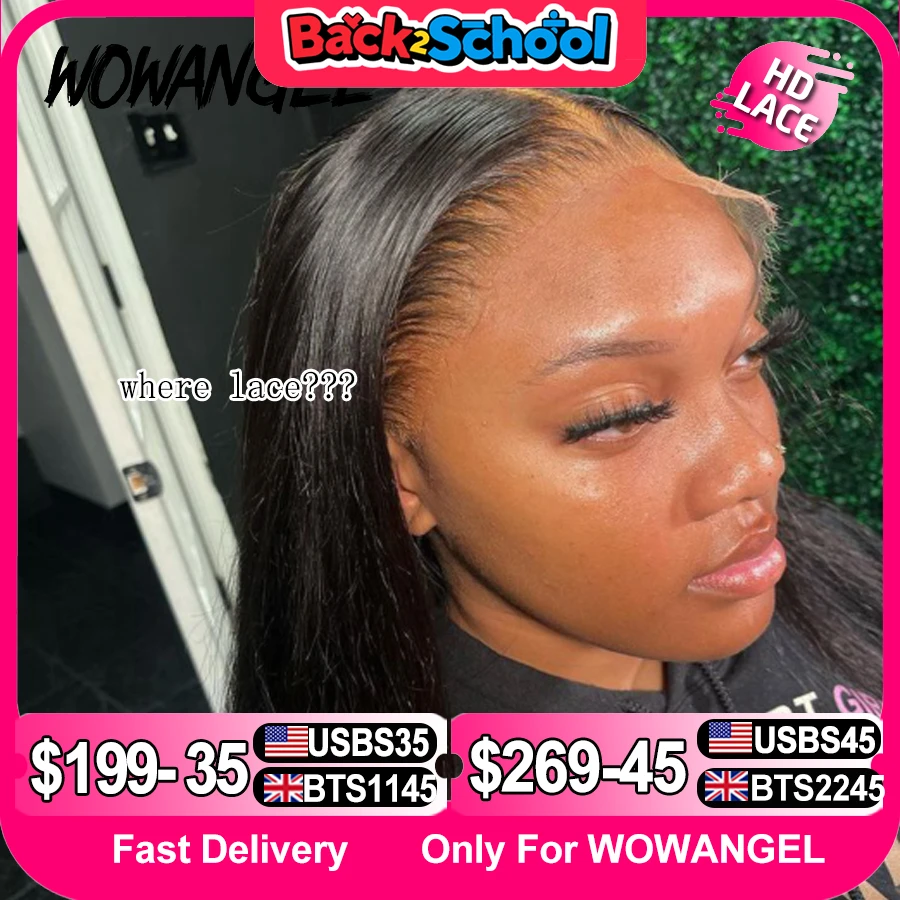 Wow Angel HD Full Frontal Wigs 36inch Straight Melt Skins 13x6 HD Lace Front Human Hair Wigs Virgin Hair Pre Plucked Glueless human hair wigs
