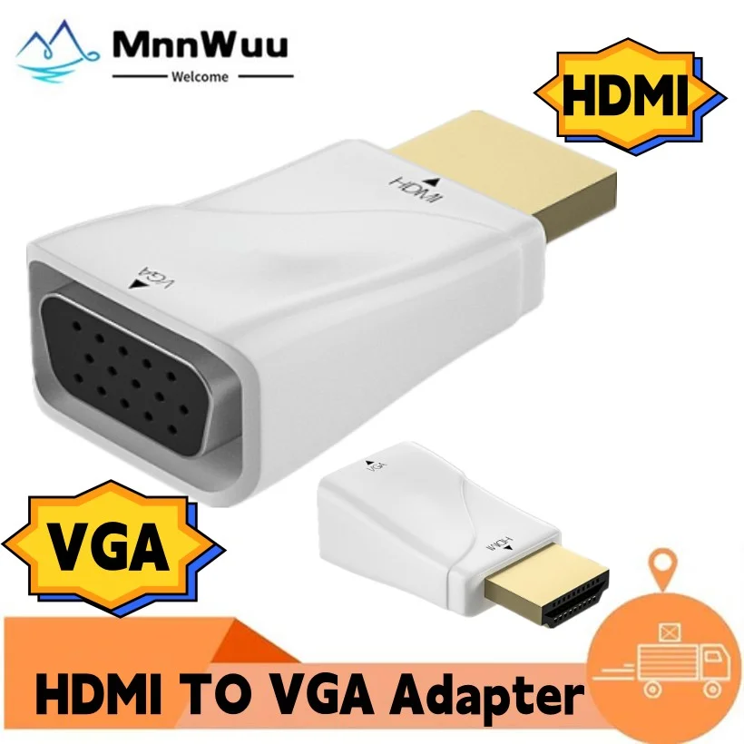 

Адаптер MnnWuu 1080P HDMI-совместимый с VGA, практичный Разъем преобразователя VGA для ПК, части для компьютера, ноутбука, HD2VGA