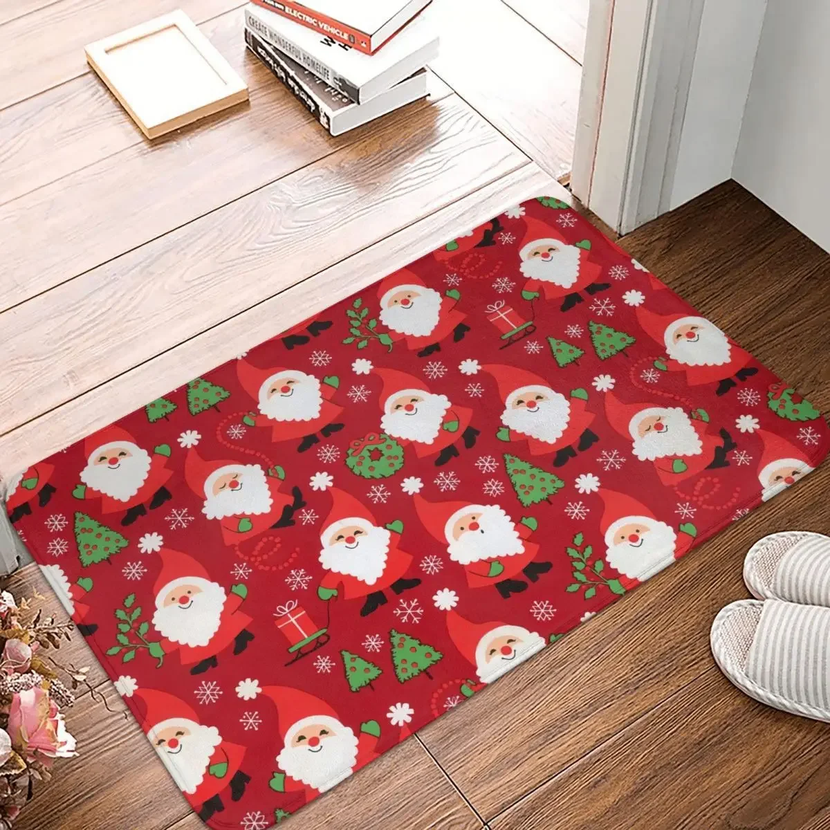

Non-slip Doormat Happy Merry Christmas Santa Carpet Bath Kitchen Mat Welcome Home Pattern