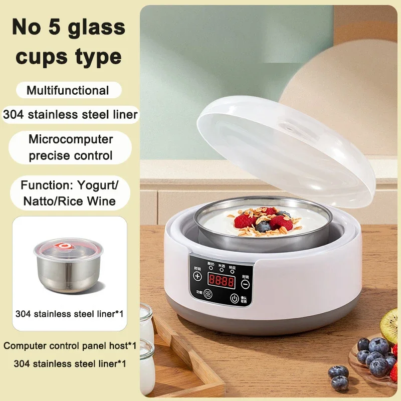 110 فولت/220 فولت متعددة الوظائف التلقائي صانع الزبادي الكهربائي الفولاذ المقاوم للصدأ الأرز النبيذ آلة تخمير Leben Natto وعاء التخمير