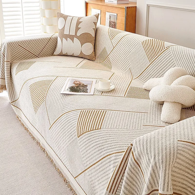 Nordic Sofa Throw Blankets Outdoor Camping Picnic Large Blanket Leisure Relax Beach Towel white Travel Rug Tassels Chenille 3