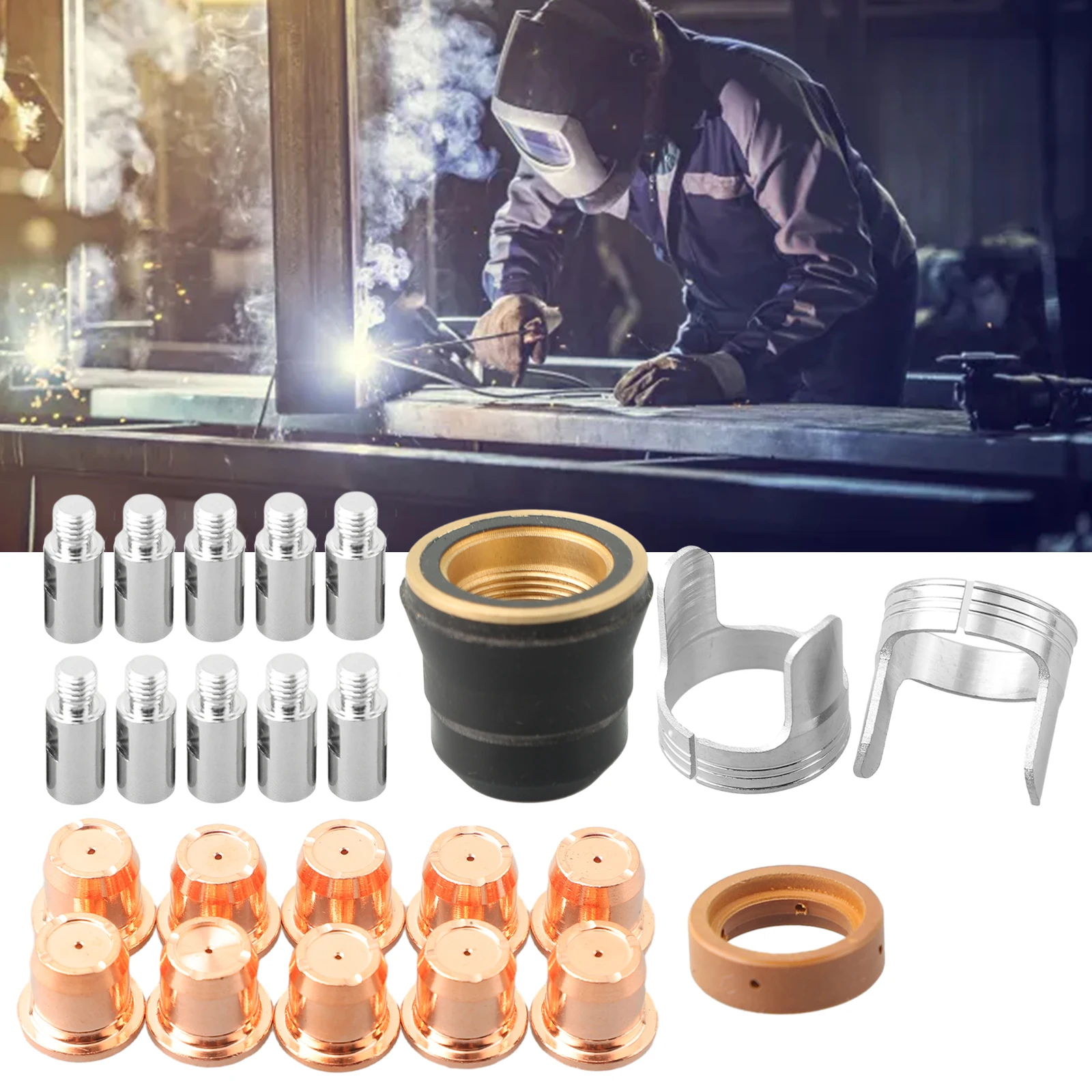 

Electrodes Nozzles Plasma Torch Tip Electrode 24pcs Consumable Consumables Sets For CUT-55DS Pro For CUT-65DS IPT40 New