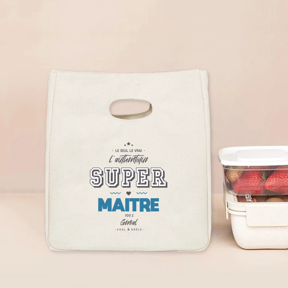 Super Maitre Printed Lunch Bag Insulated Thermal Bags Canvas Cooler Tote Foods Storage Pouch Graduate Thanks Gifts Teacher