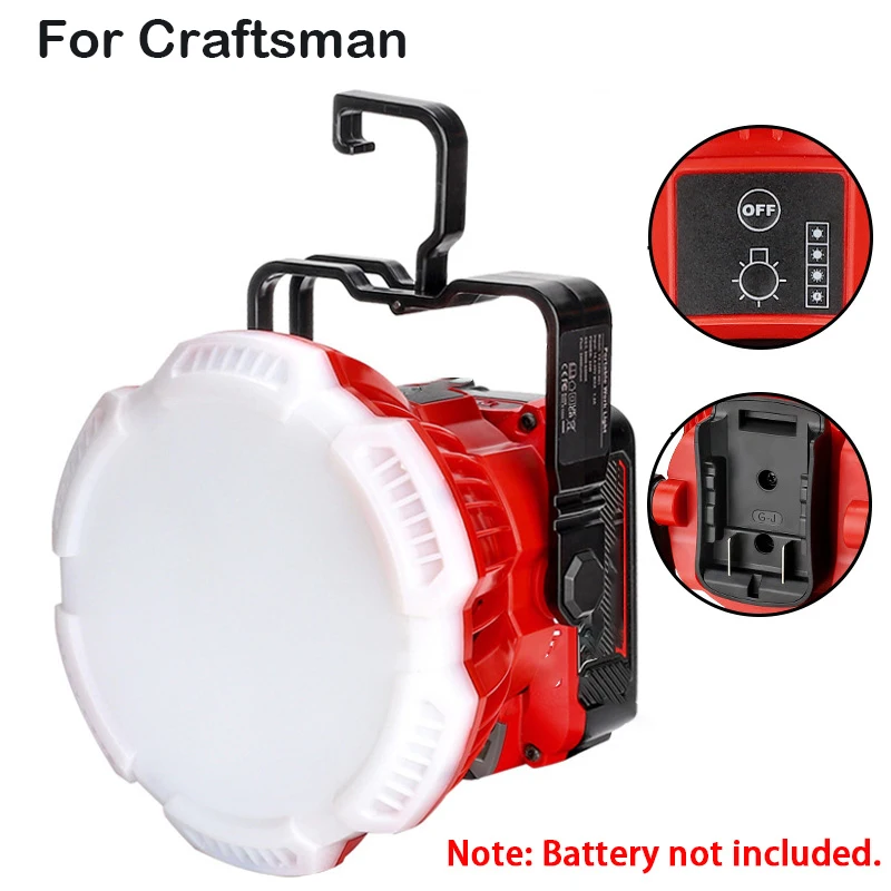 24W 2400LM Portable LED Work Light with Hook For Makita/Bosch/Dewalt/Milwaukee/B