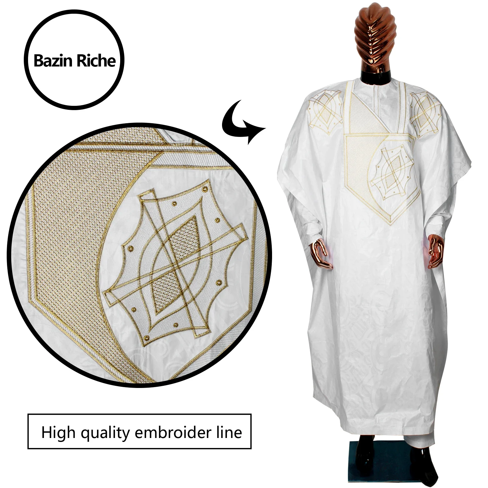 African Dress For Couples Traditional Bazin Embroidery Dresses Floor Length Dress With Scarf Couple Design
