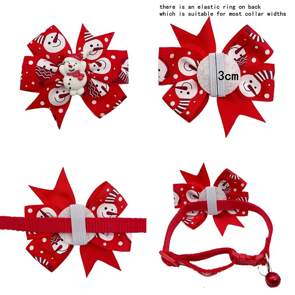 30/50pcs Christmas Dog Bow Tie Removable Dog Collar Santa Claus Xmas Deer Style Dog Bow Tie Dog Collar Dog Dog Accessories
