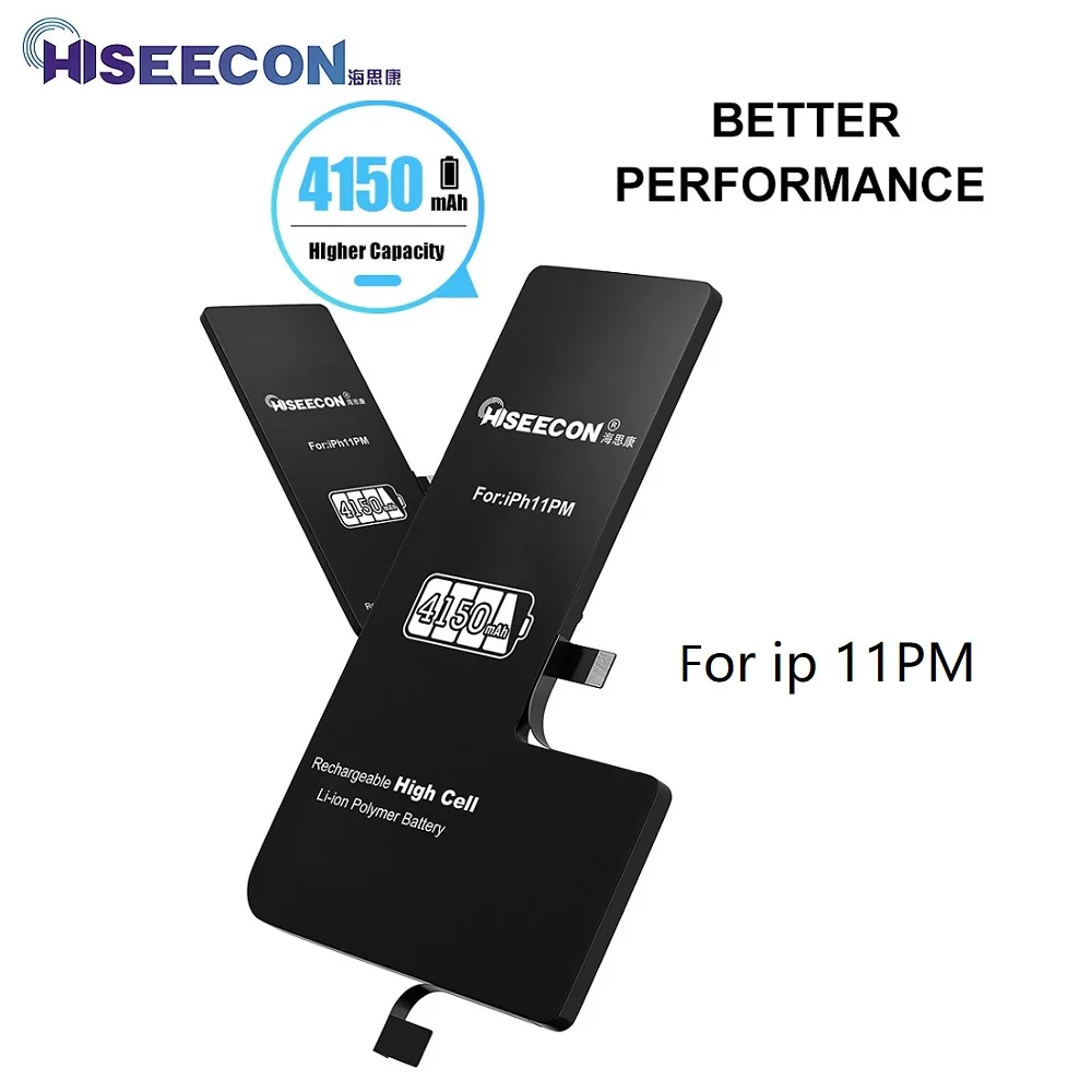 HISEECON High Capacity Battery for iPhone 7 8 XR XS XSM 11 12 13 Pro Max Plus 4150 3500 mAH Original Cell Rechargeable BMS Flex