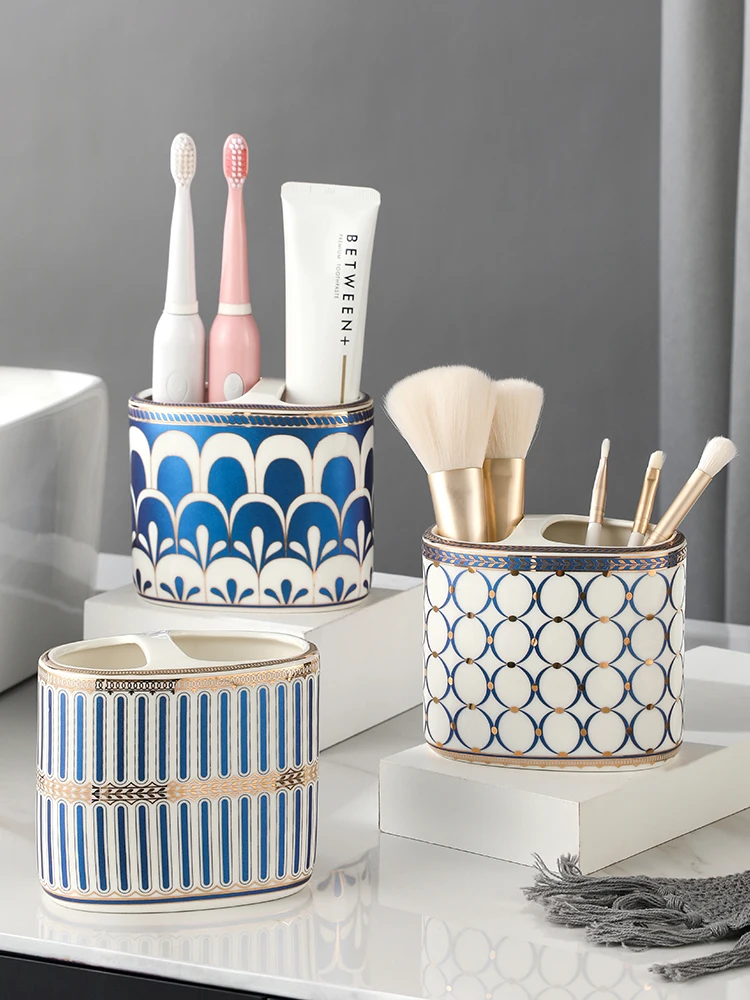 

Light Luxury Nordic Bathroom Accessories Set Ceramic Toothpaste Holder Toothbrush Holder Storage Organizer для зубных щеток