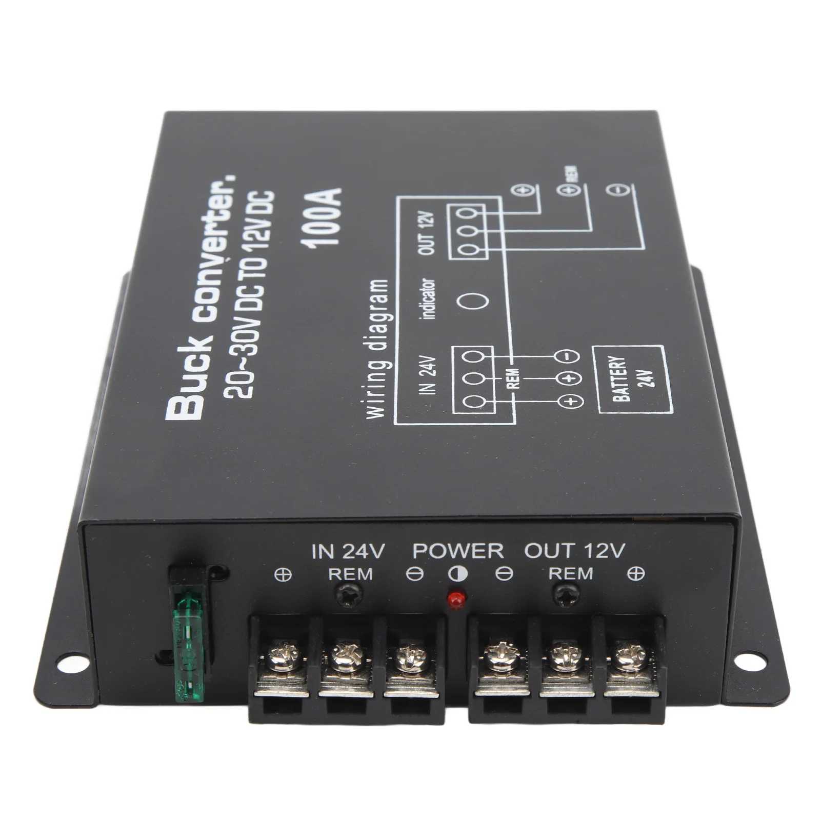 Black Car Power Converter 100A DC 24V to 12V Converter for Car Fridges