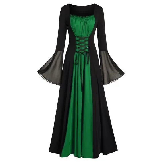 Halloween Medieval Renaissance Vampire Dress for Women Vintage Cosplay Pirate Costume Witch Carnival Party