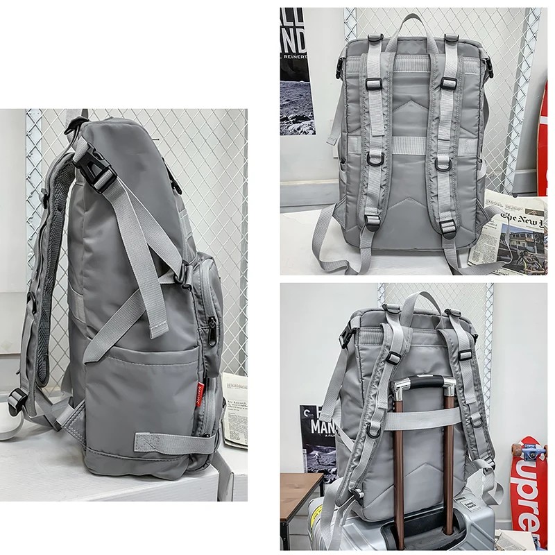 VC Waterproof Nylon Men's Backpacks Large Capacity Youth School Backpacks Multi Pocket Design Sports Travel Backpack for Men