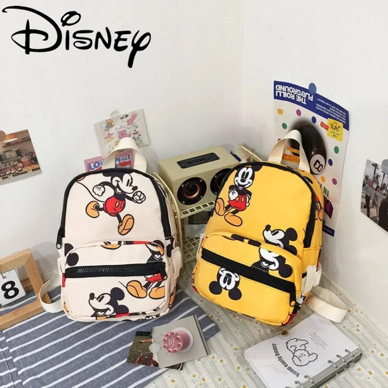 

Disney Cartoon Backpack for Women Mickey Mouse Minnie Canvas Schoolbags 2pcs Detachable Backpack Students Pencil Bags Packsack