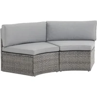 Half moon shaped courtyard outdoor sofa, 2-piece hair vine segmented set, with gray cushion 2
