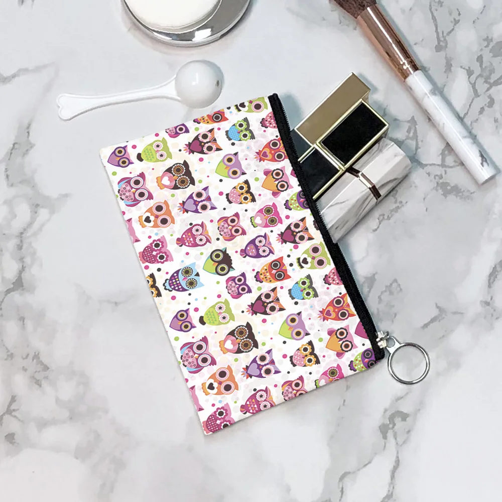 Fashion Owl Pattern Coin Purses Small Fresh Canvas Coin Wallet Lady Girls Earphone Key Money Storage Bag Zipper Pouch