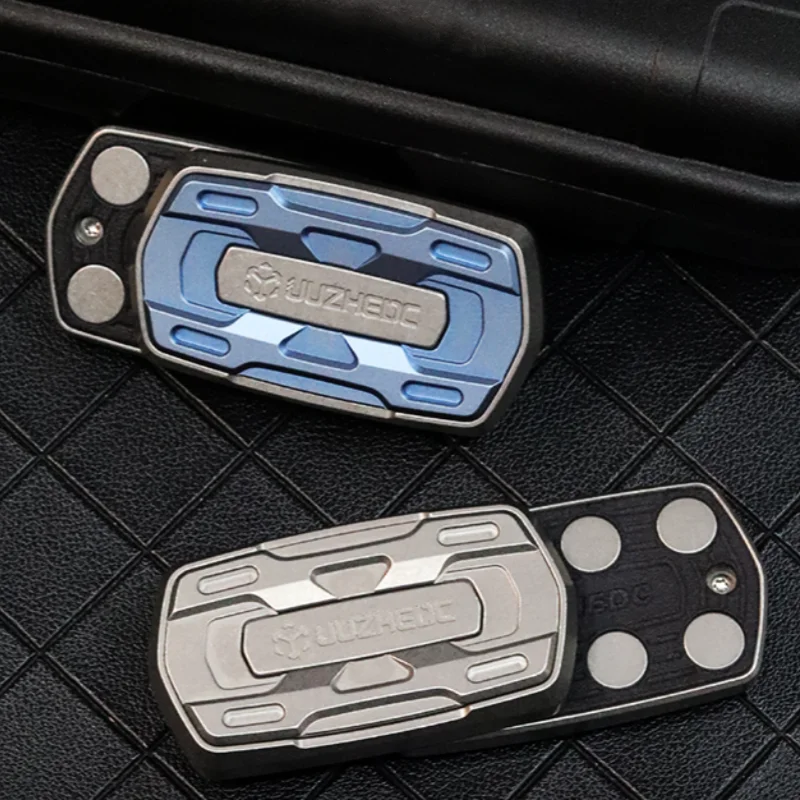 EDC JUZHEN Unlimited Fidget Pushing Slider Anxiety Stress Relief Crisp Sound Metal Spinner Decompression Fingertip Push Card Toy