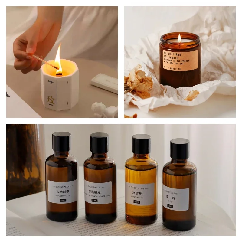 50ML/ Bottle Aromatherapy Candle Lasting Fragrance Natural Essential Oil DIY Candle Wax Sheet Gypsum Making Auxiliary Material
