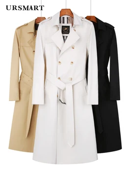 2024 primavera e autunno lungo giacca a vento da uomo sopra il ginocchio doppio petto da lavoro trench da uomo 1