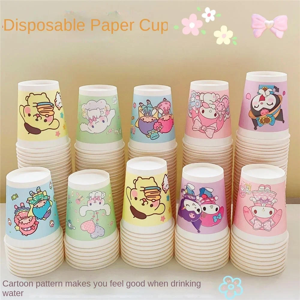 

50PC Sanrio Kuromi Kawaii Disposable Cartoon Paper Cup Office Holiday Home Commercial Thickened Drinking Cup Hot and Cold Drinks