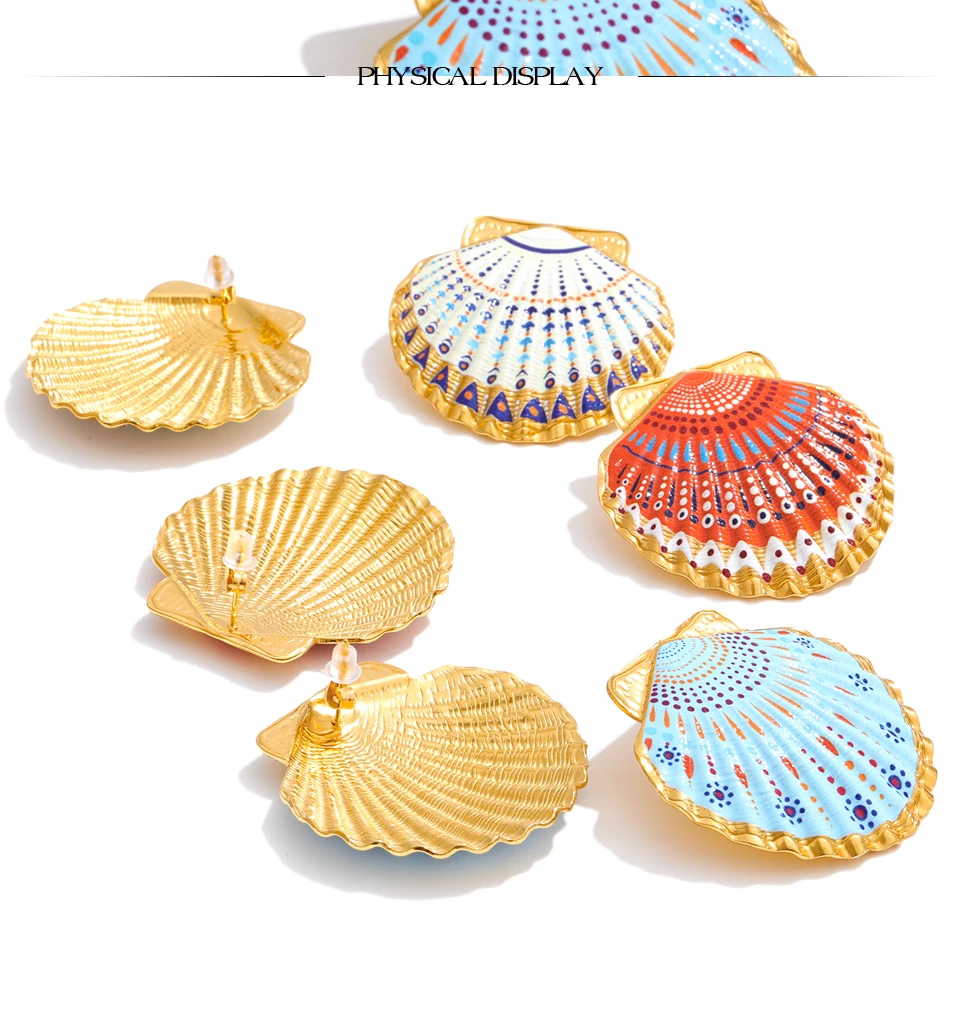 Yhpup Ocean Style orecchini a bottone - indossati