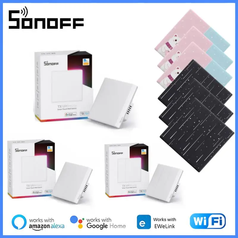 Sonoff Tx Ultimate Smart Wall Switch Full Touch T5 Switch Led Light Edge Multi-Sensory Switch Support Alexa Google Home Ewelink