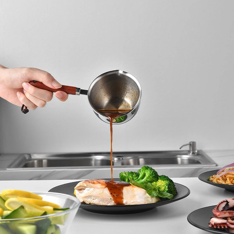Stainless Steel Oil Pan 150ML 300ML Small Pot Cooking Butter Melting Pot Chocolate Kitchen Cookware Cooking Tools