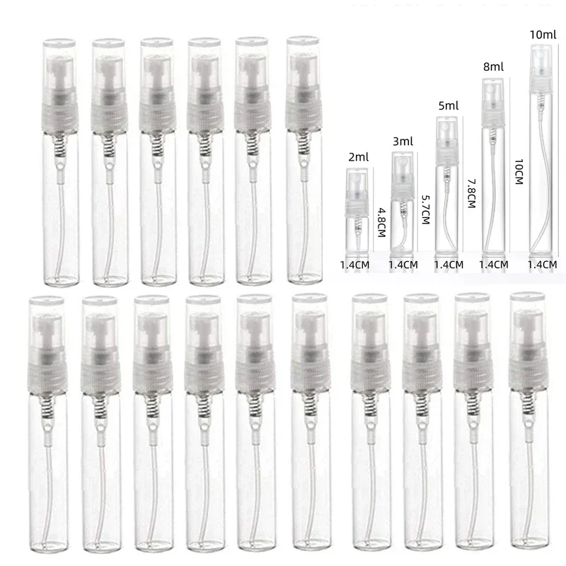 

50Pcs Empty 2ml-10ML Clear Glass Perfume Bottles Mini Spray Bottles Fragrance Scent Sample Spray Containers Cosmetics Atomizer