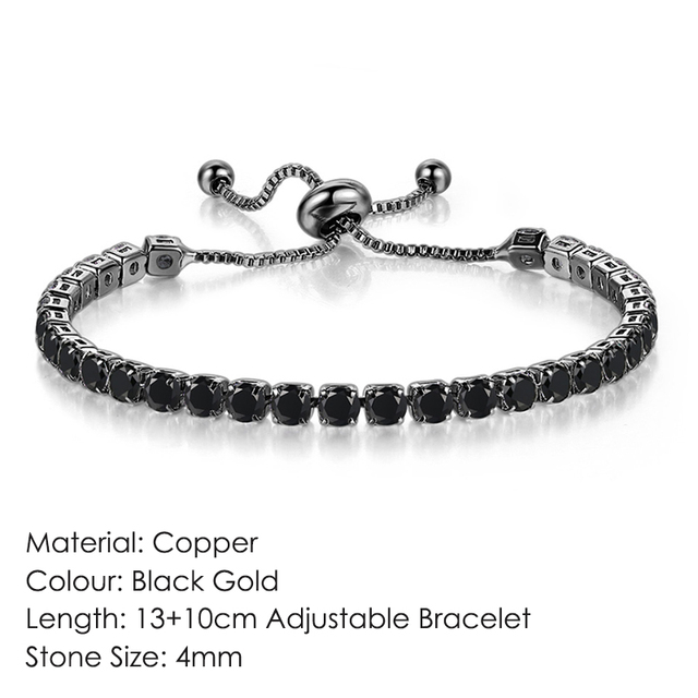 Luxury Adjustable Tennis Bracelets For Women Christmas Gift Rainbow Zircon Rose Gold Color Chain Jewelry Korean H056
