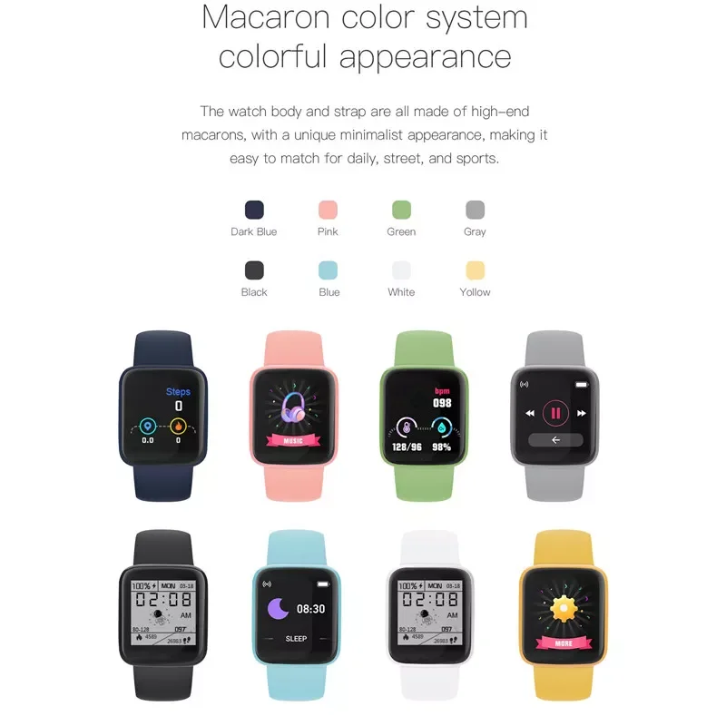 Macaron Y68 Ʈ ġ 8  1.44 ġ ũ   Smartwatch м  Ʈ  Fitpro   