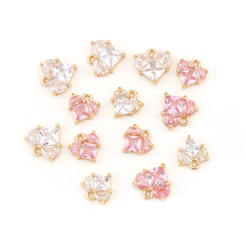 Cordial Design 40Pcs Jewelry Accessories/CZ Charms/DIY Making/Heart Shape/Earring Findings/Hand Made/Pendant For Necklace - cordial
