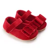 Spring And Autumn New Girl Baby Bow Anti Slip Soft Sole Princess Shoes Red New Year Christmas Bow Walking Shoes 5