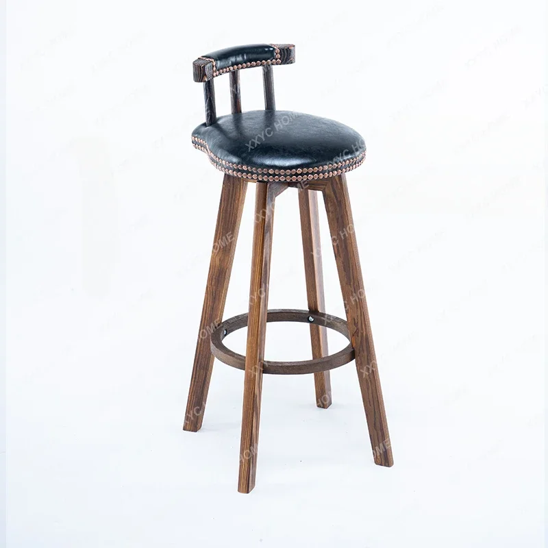 

Solid wood carbonized bar chair American rotating bar chair front desk high chair creative high bar stool home