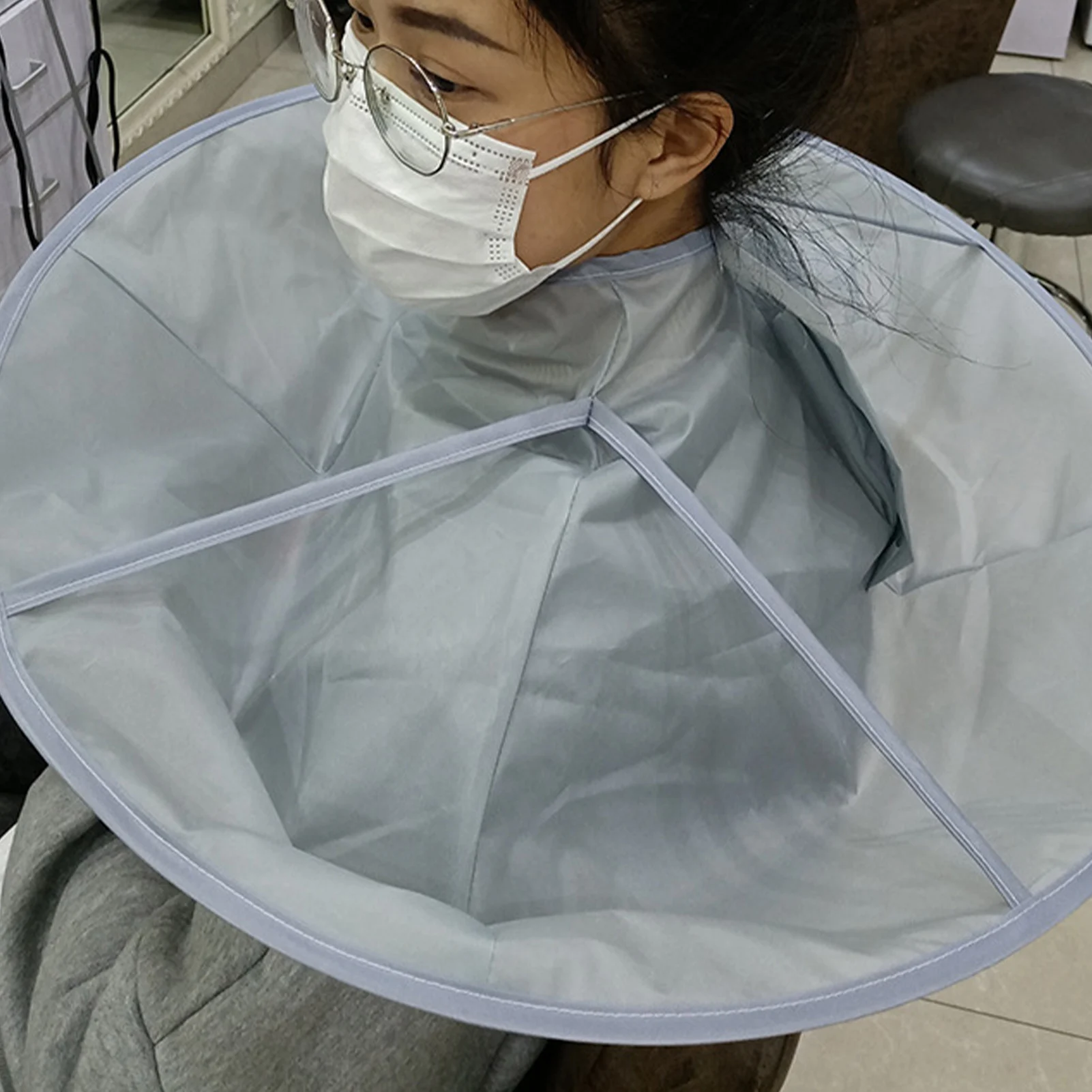 Haircut Cape Hair Cutting Cape Waterproof Nylon Umbrella Type Adjust Size Barber Hair Catcher For Kids Adults