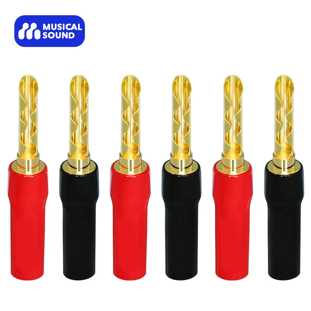 Suono Musicale 6 Pezzi Tappi A Banana A Tubo Morbido In Pvc Vite Chiusa Adattatore Per Connettori A Spina Pin Per Altoparlante A Banana Placcato Oro D