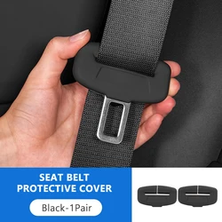2 - Pack Full - Wrap Rubber Seat Belt Buckle Protectors - Universal Fit (Black 2pcs)