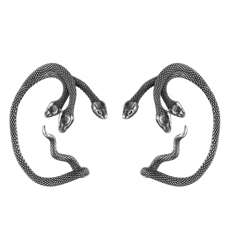 

Three Headed Snake Earrings Gothic Ear Amulets Adorment Elegant Ears Cuffs Jewelry Accessory for Women Girls