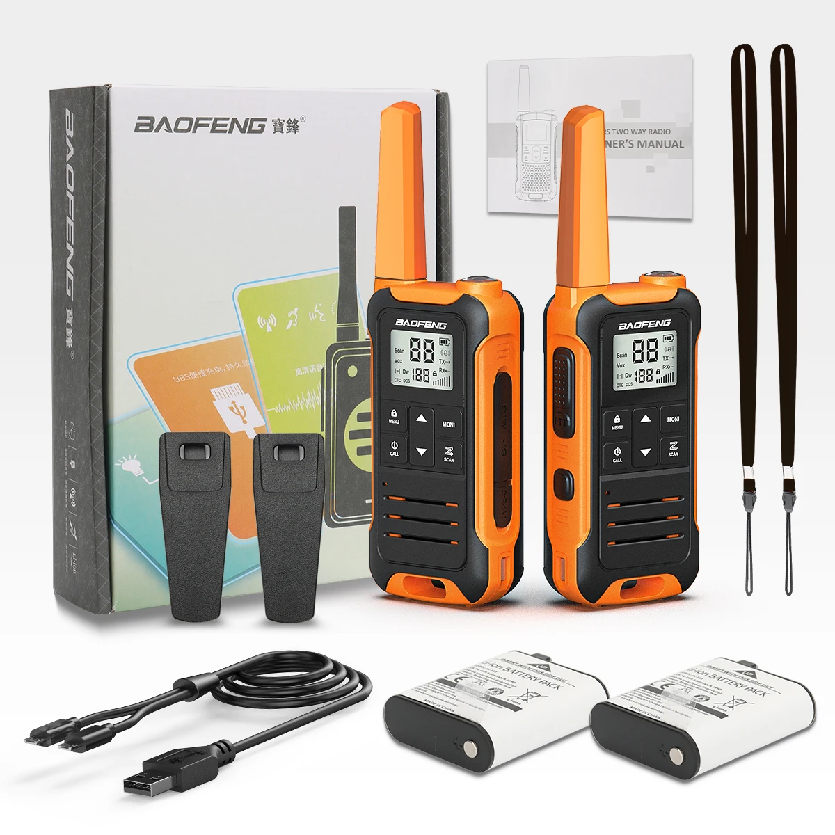 2PCS Baofeng F22 Walkie Talkie PMR FRS Long Range Mini Rechargable Type-C Charger Portable Two Way Radio For Hiking 6