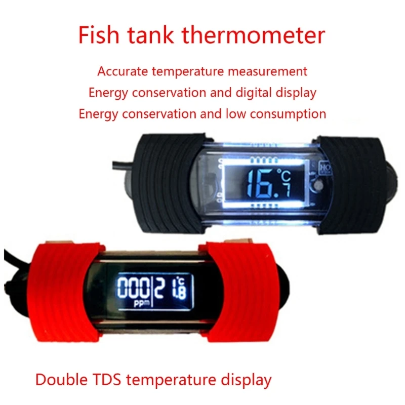Aquarium thermometer digital waterproof freshwater fish tanks temperature sensor with probe suction cup easy reading