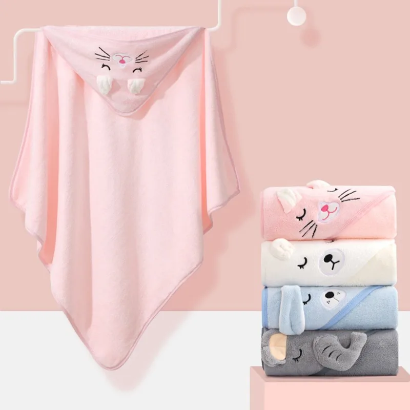 Baby Hooded Towel Coral Velvet Hugging Blanket